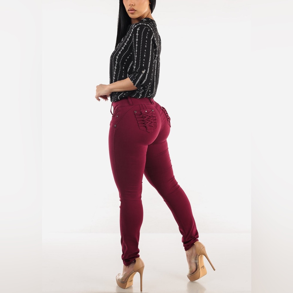 Max Jeans Burgundy Trousers